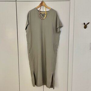 Light Grey Uniqlo Linen Blend Maxi Shift Dress  Size S